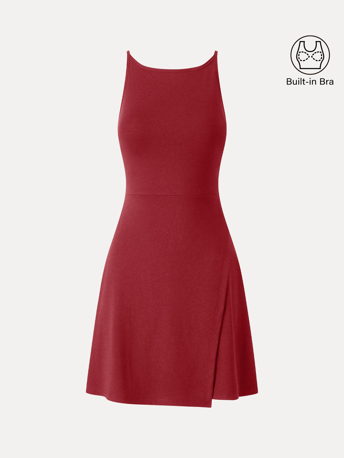 Viscose-Cotton Boatneck Sleeveless Wrap Mini Bra Dress