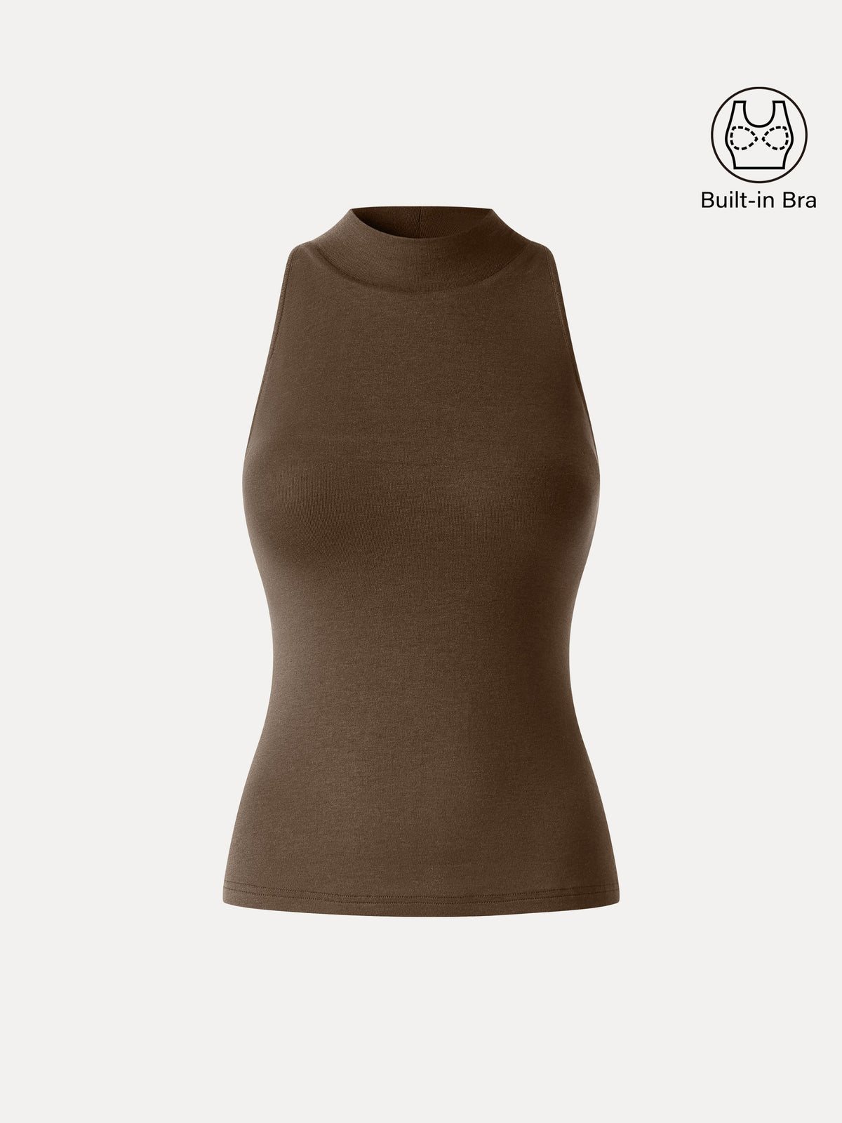 Lyocell-Wool Knit Mock Neck Sleeveless Bra Top