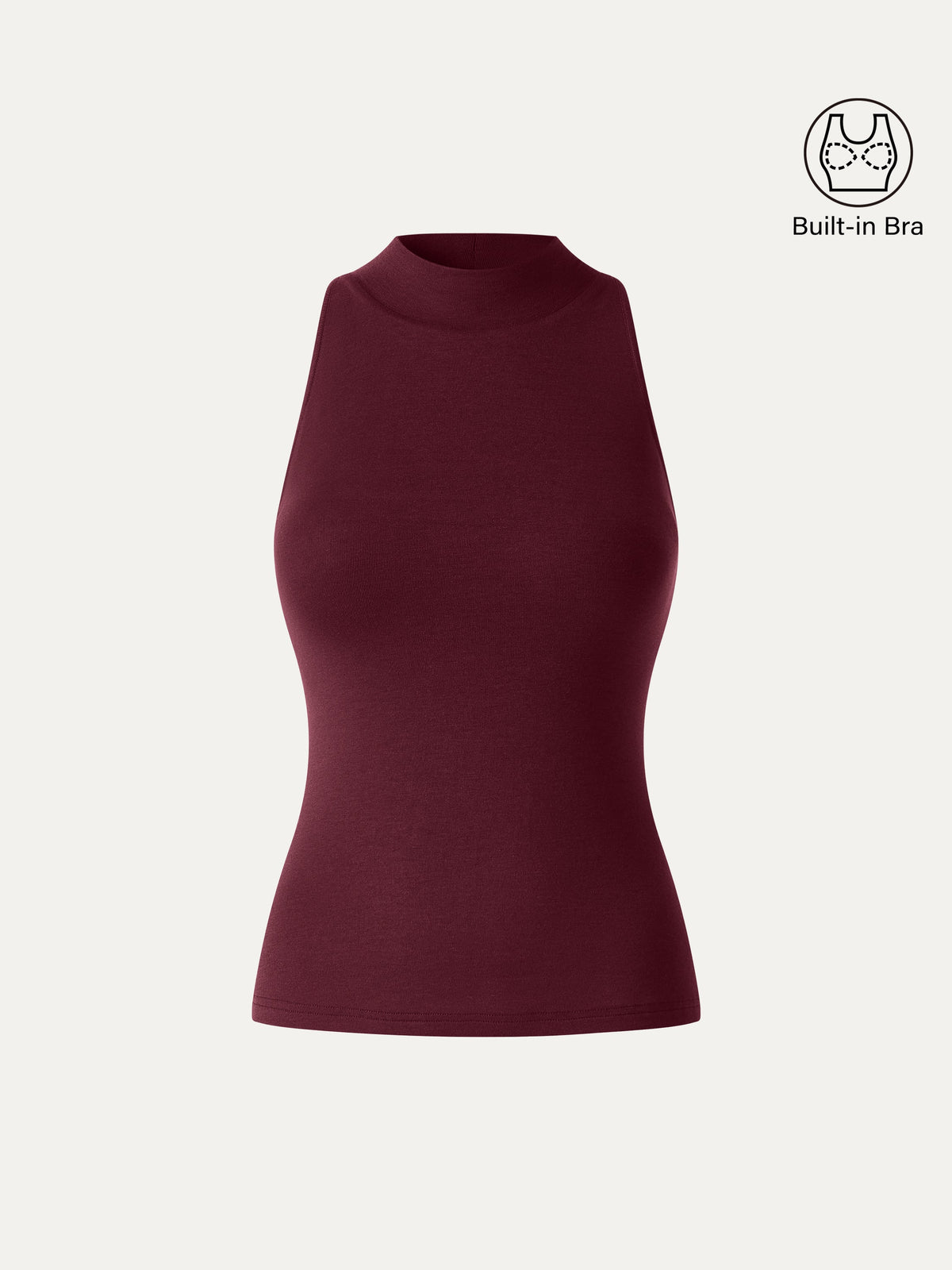 Lyocell-Wool Knit Mock Neck Sleeveless Bra Top