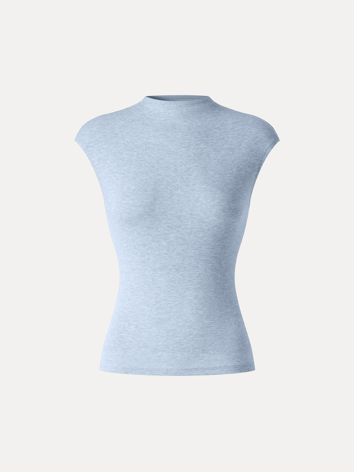 Lyocell-Wool Mock Neck Sleeveless Top