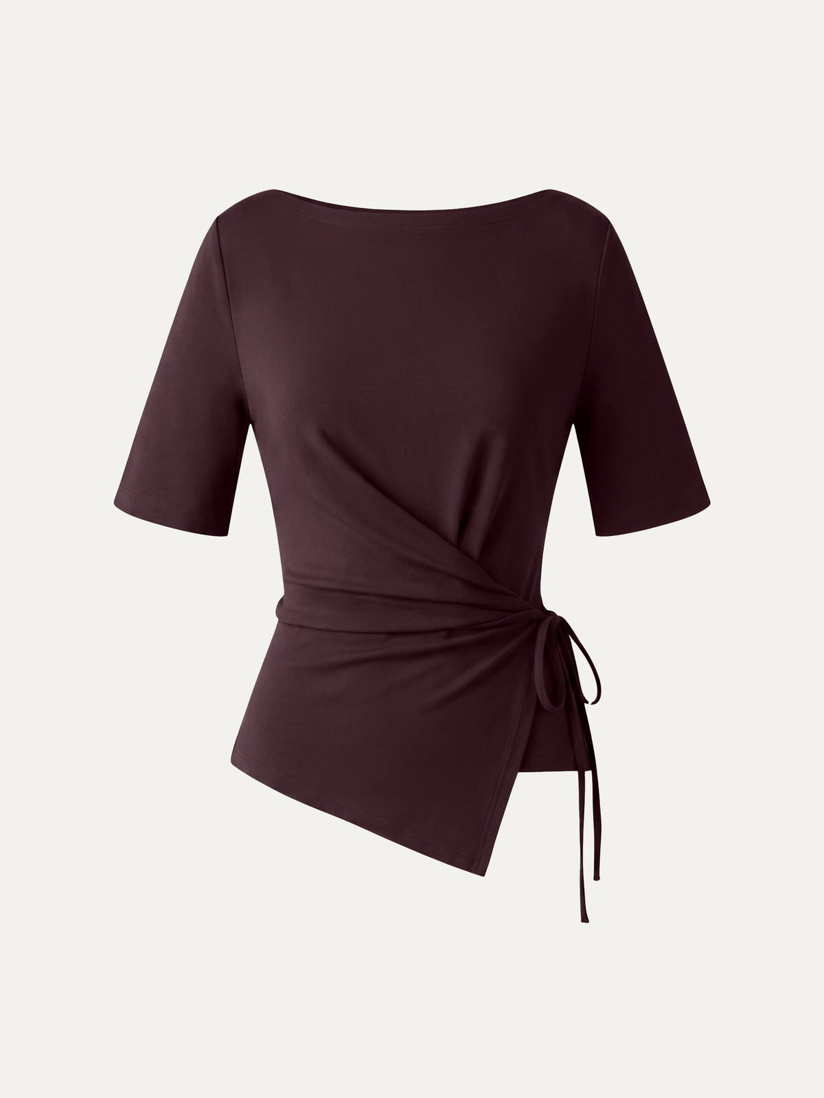 Eco-Mousse® Slash Neck Short Sleeve Tie-Side Top