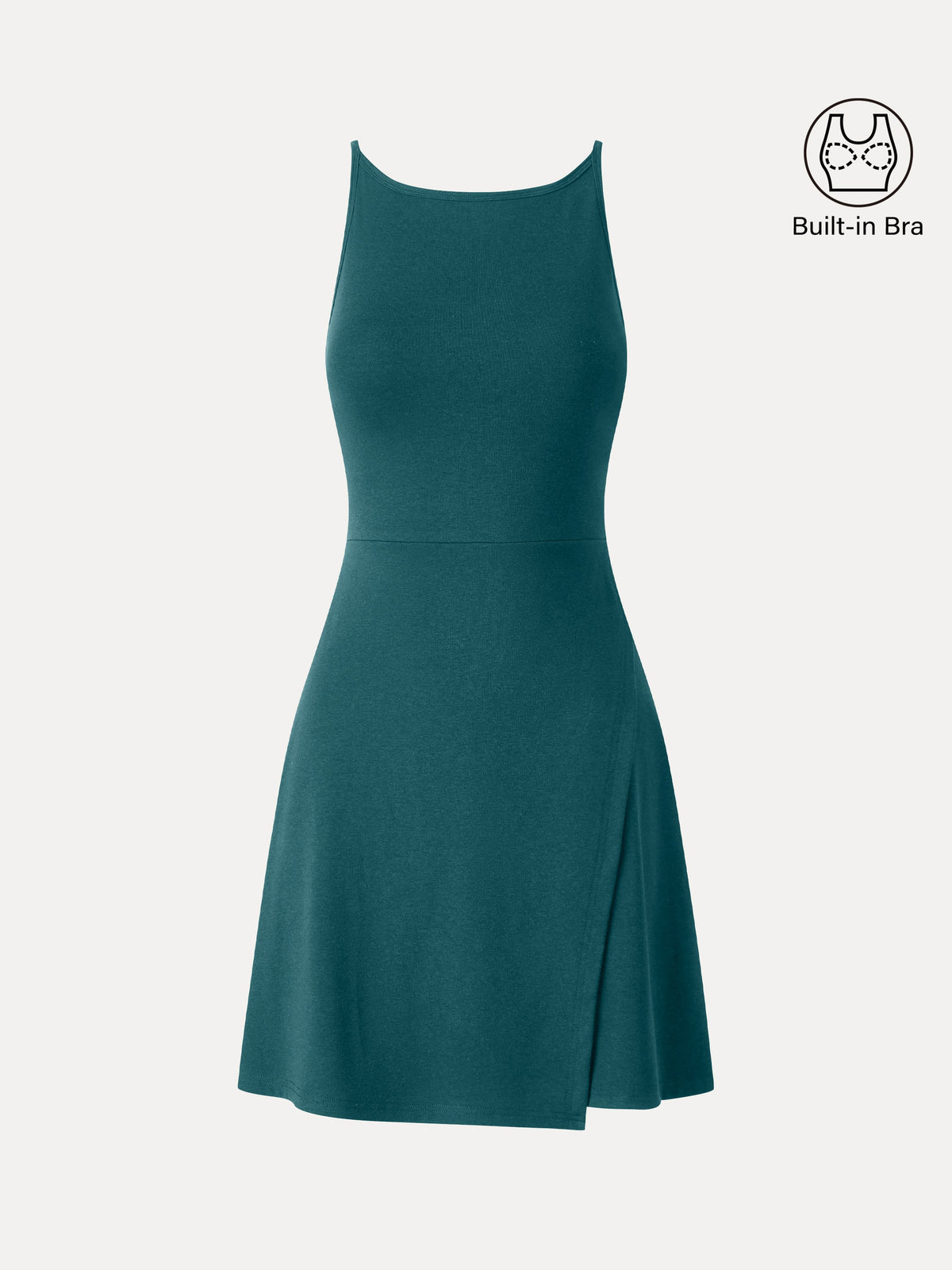 Viscose-Cotton Boatneck Sleeveless Wrap Mini Bra Dress
