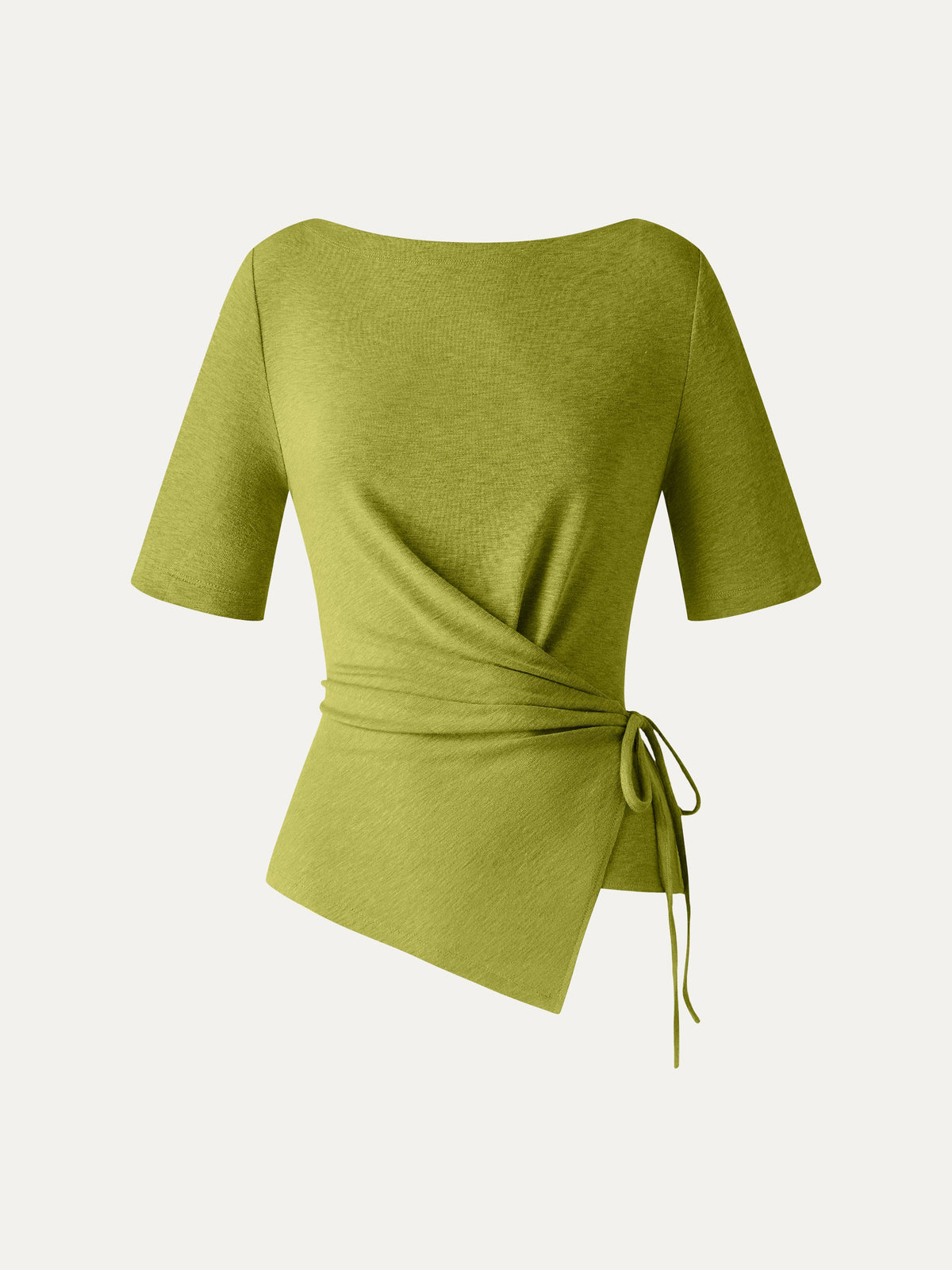Eco-Mousse® Slash Neck Short Sleeve Tie-Side Top