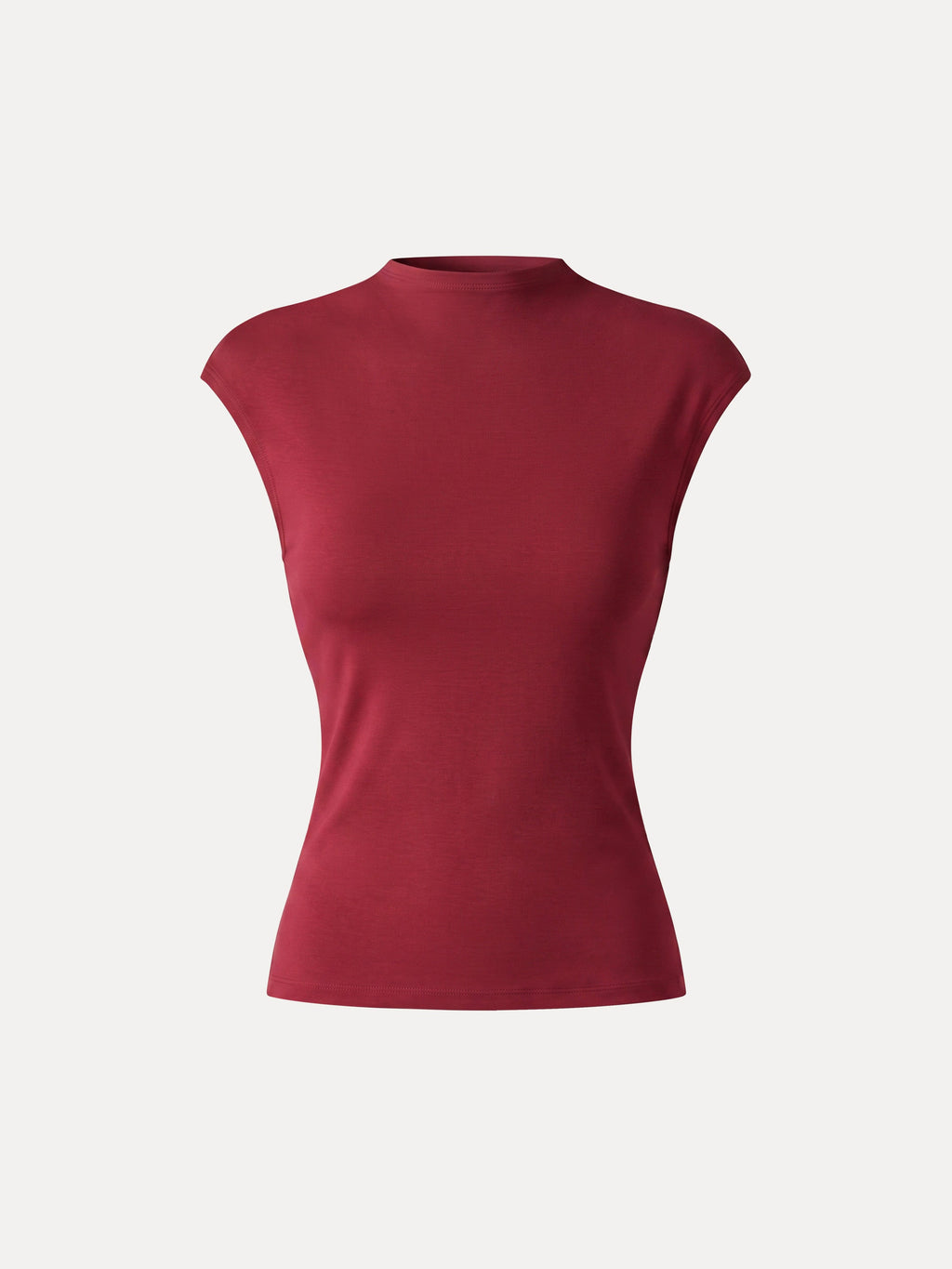 Lyocell-Wool Mock Neck Sleeveless Top