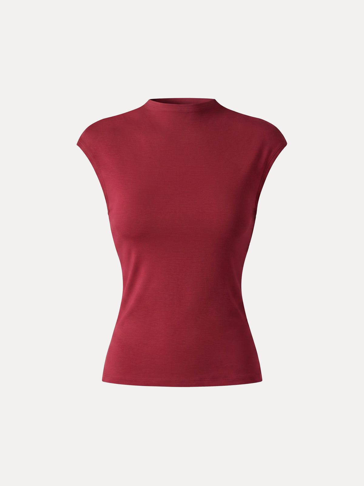 Lyocell-Wool Mock Neck Sleeveless Top