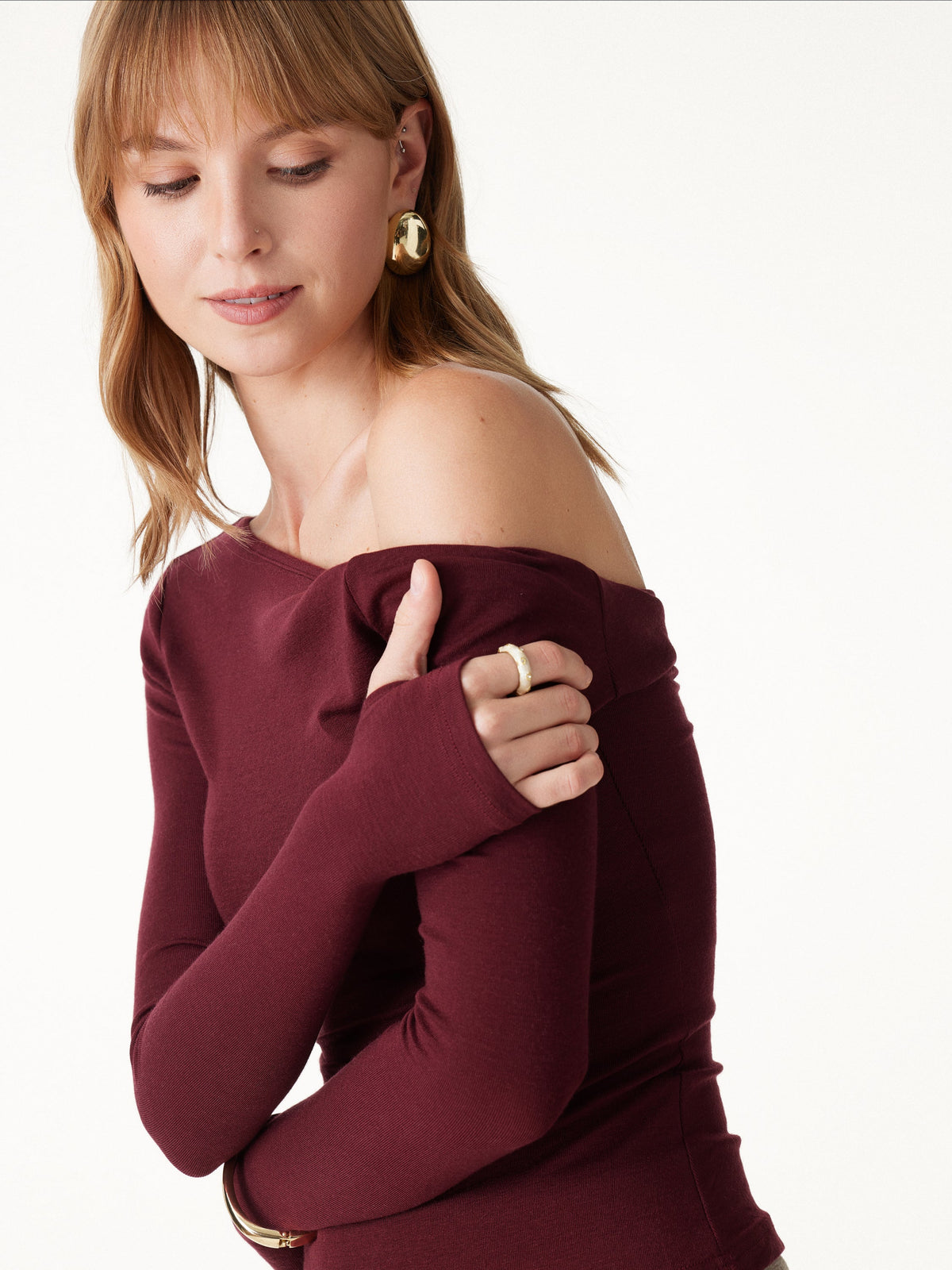 Essential Lyocell Cashmere Multi-Wear Long Sleeve Top with Thumbholes