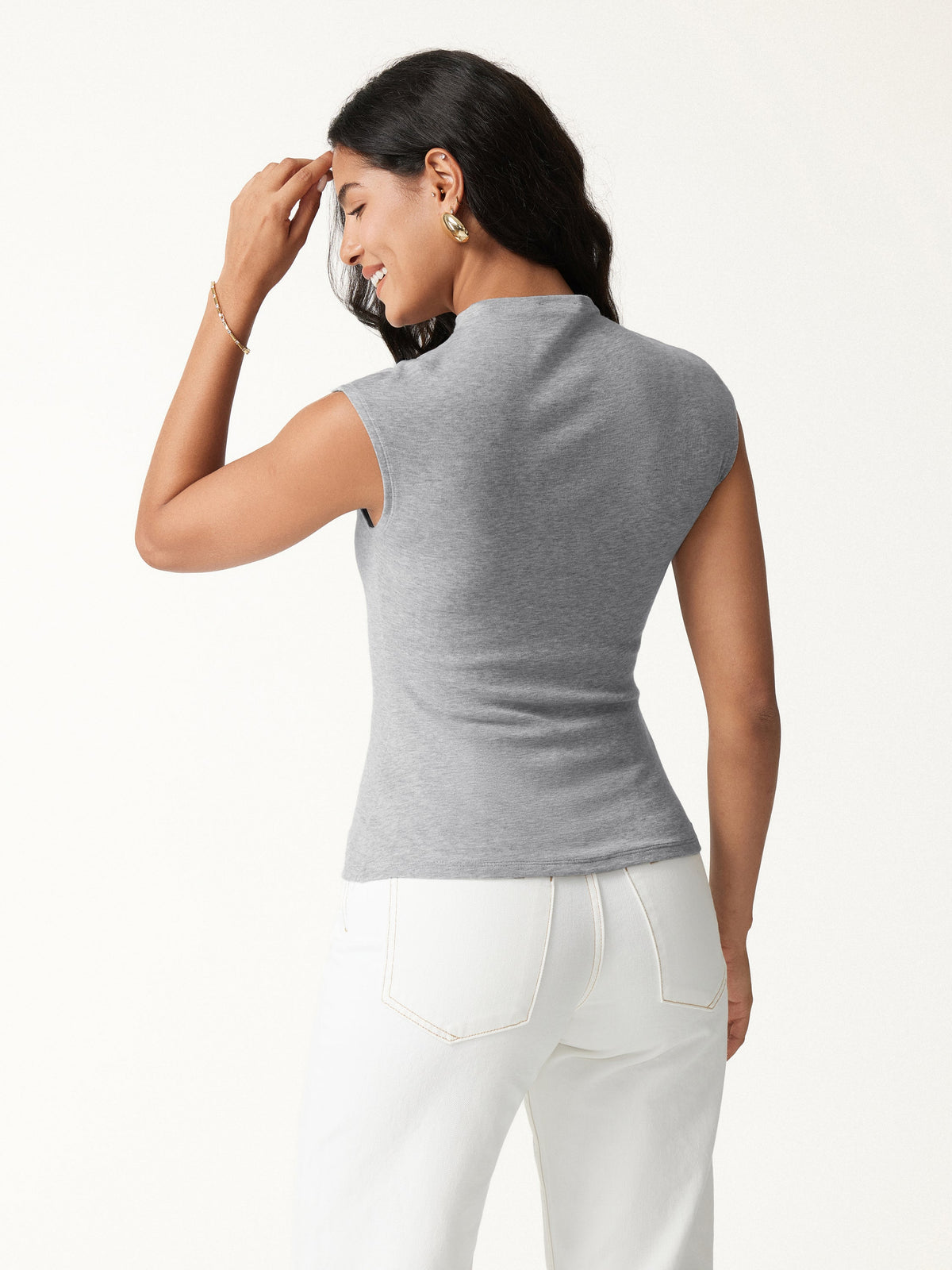 Lyocell-Wool Mock Neck Top