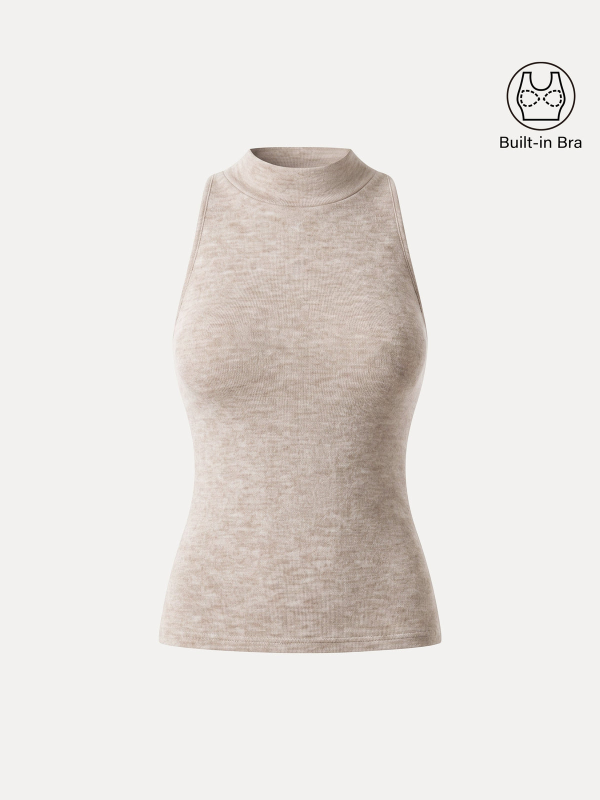 Lyocell-Wool Knit Mock Neck Sleeveless Bra Top