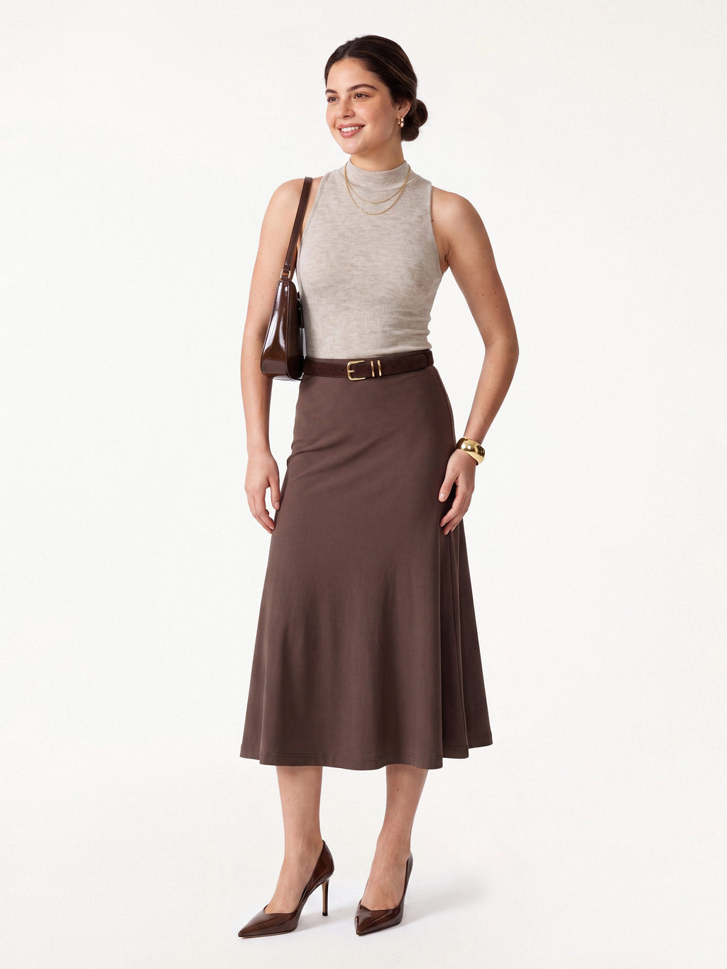 Lyocell-Wool Knit Mock Neck Bra Top