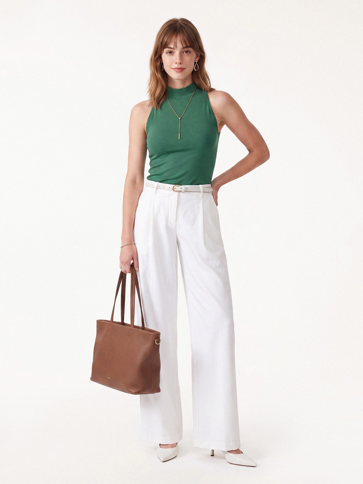 Lyocell-Wool Knit Mock Neck Bra Top