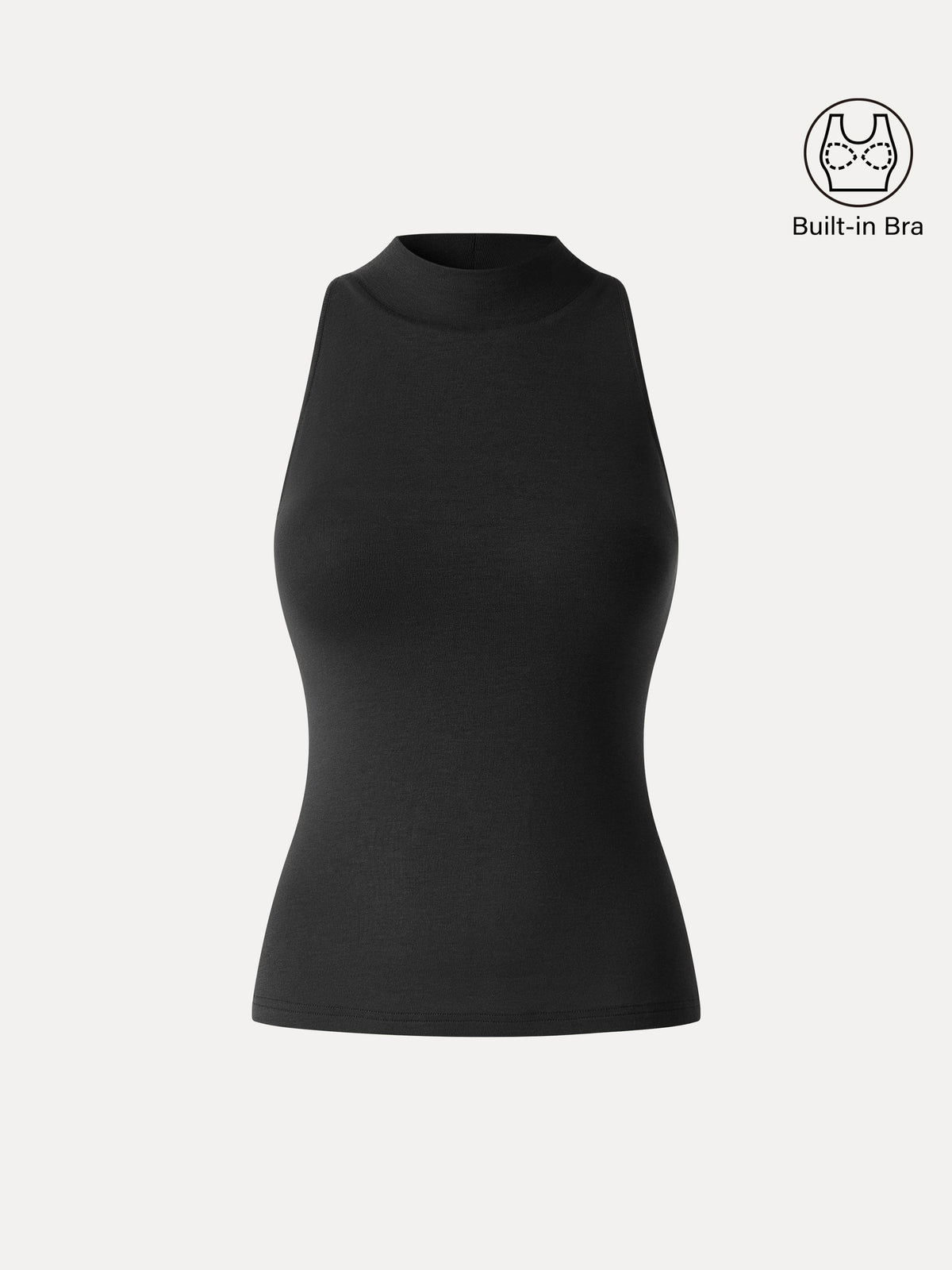 Lyocell-Wool Knit Mock Neck Sleeveless Bra Top