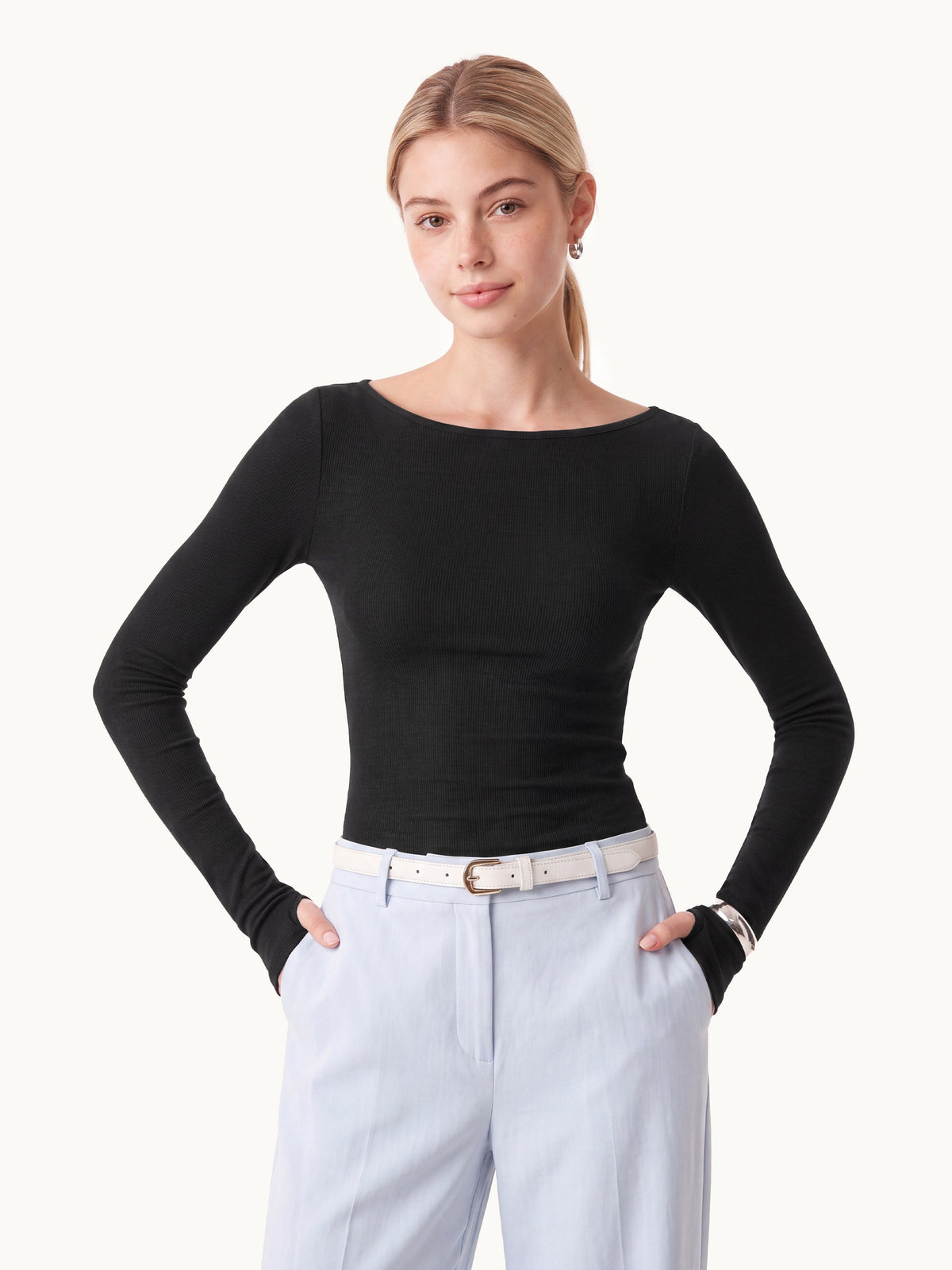Essential Lyocell Multi-Wear Long Sleeve Top with Thumbholes