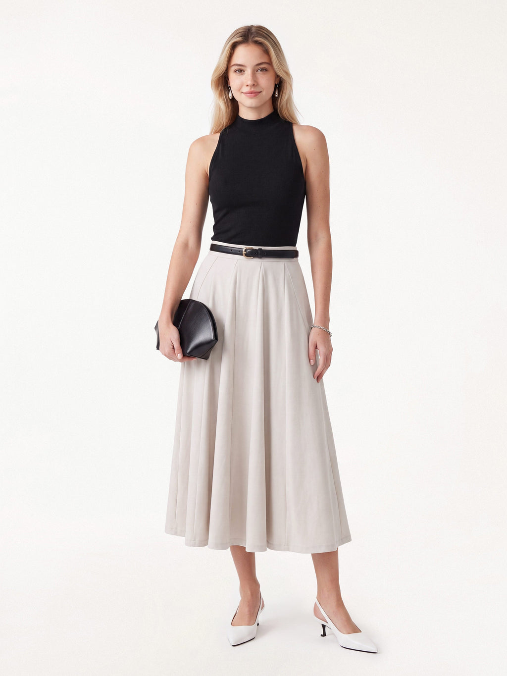 Lyocell-Wool Knit Mock Neck Bra Top