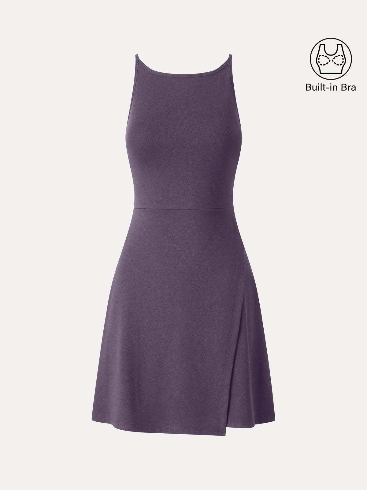 Viscose-Cotton Boatneck Sleeveless Wrap Mini Bra Dress