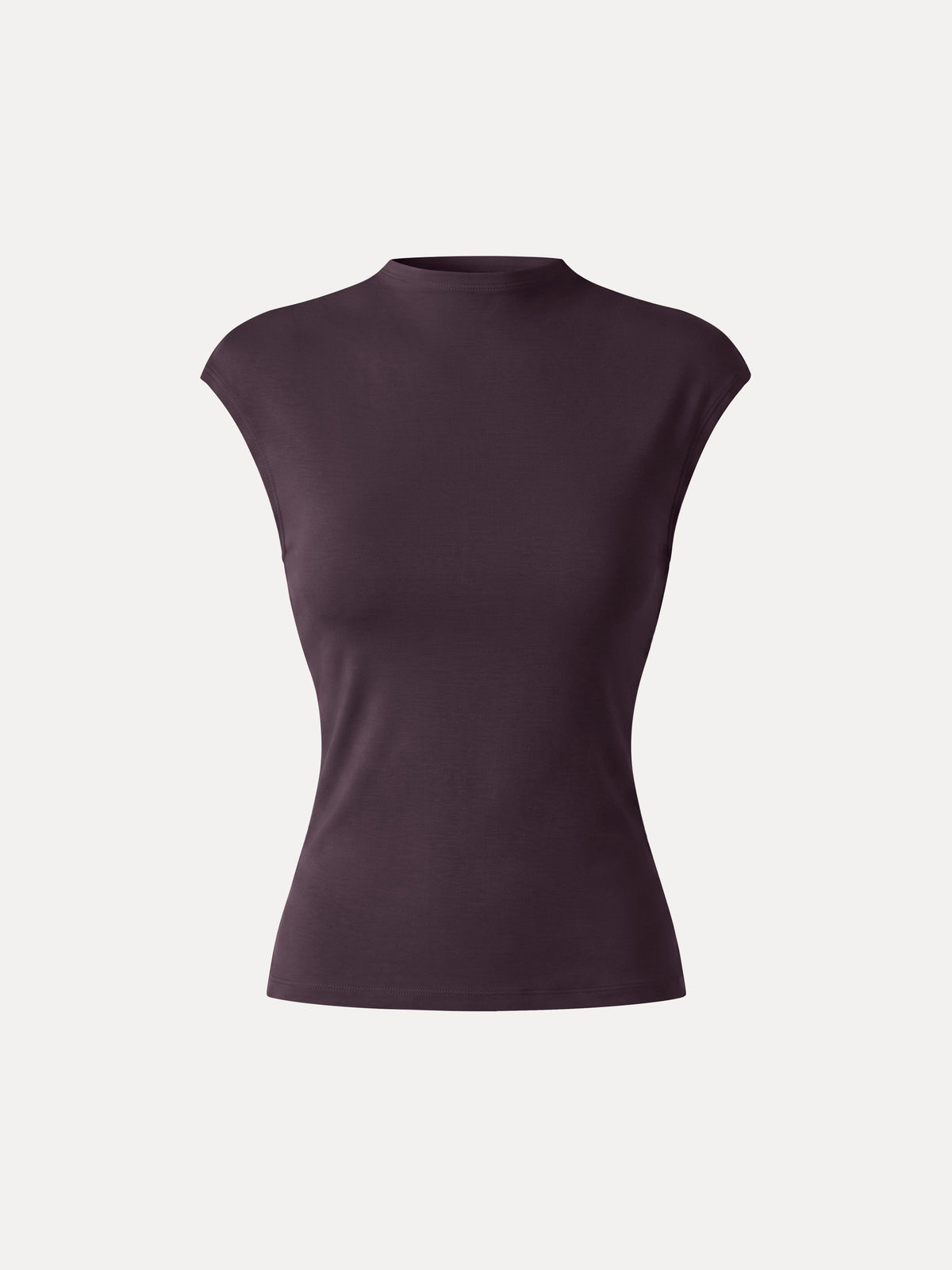 Lyocell-Wool Mock Neck Sleeveless Top