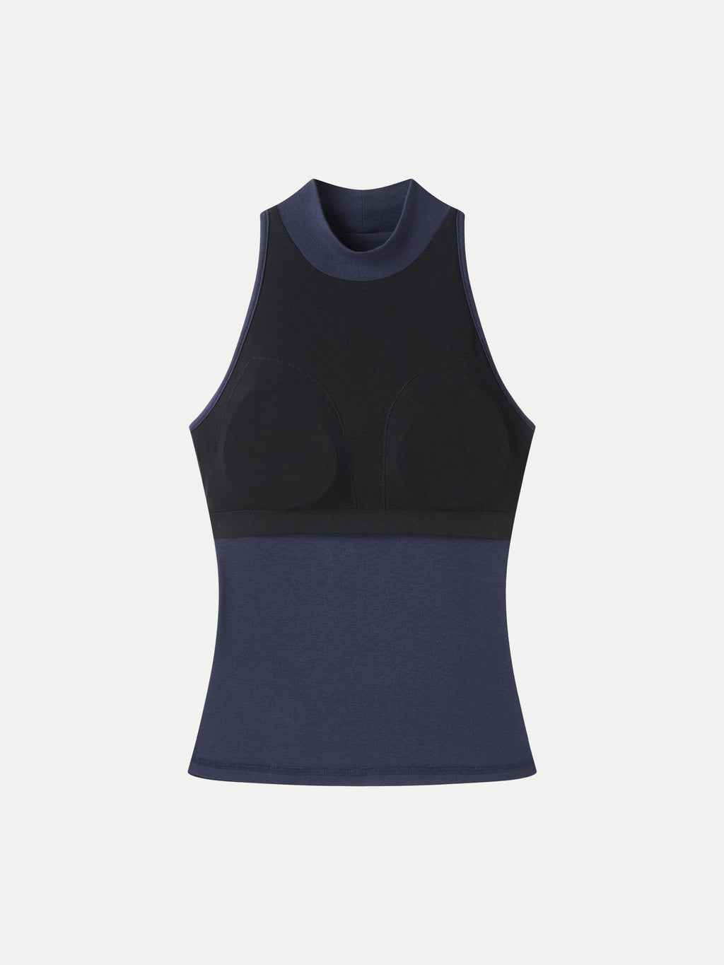 Lyocell-Wool Knit Mock Neck Sleeveless Bra Top
