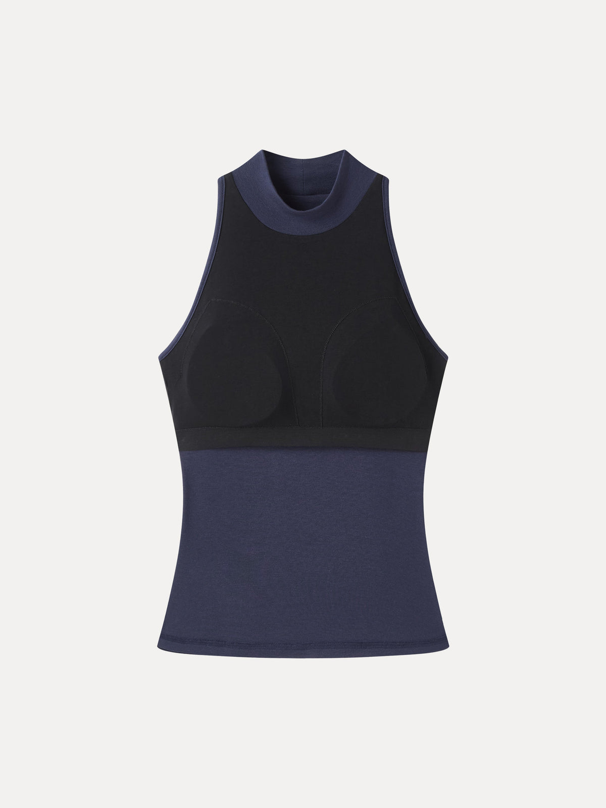 Lyocell-Wool Knit Mock Neck Sleeveless Bra Top