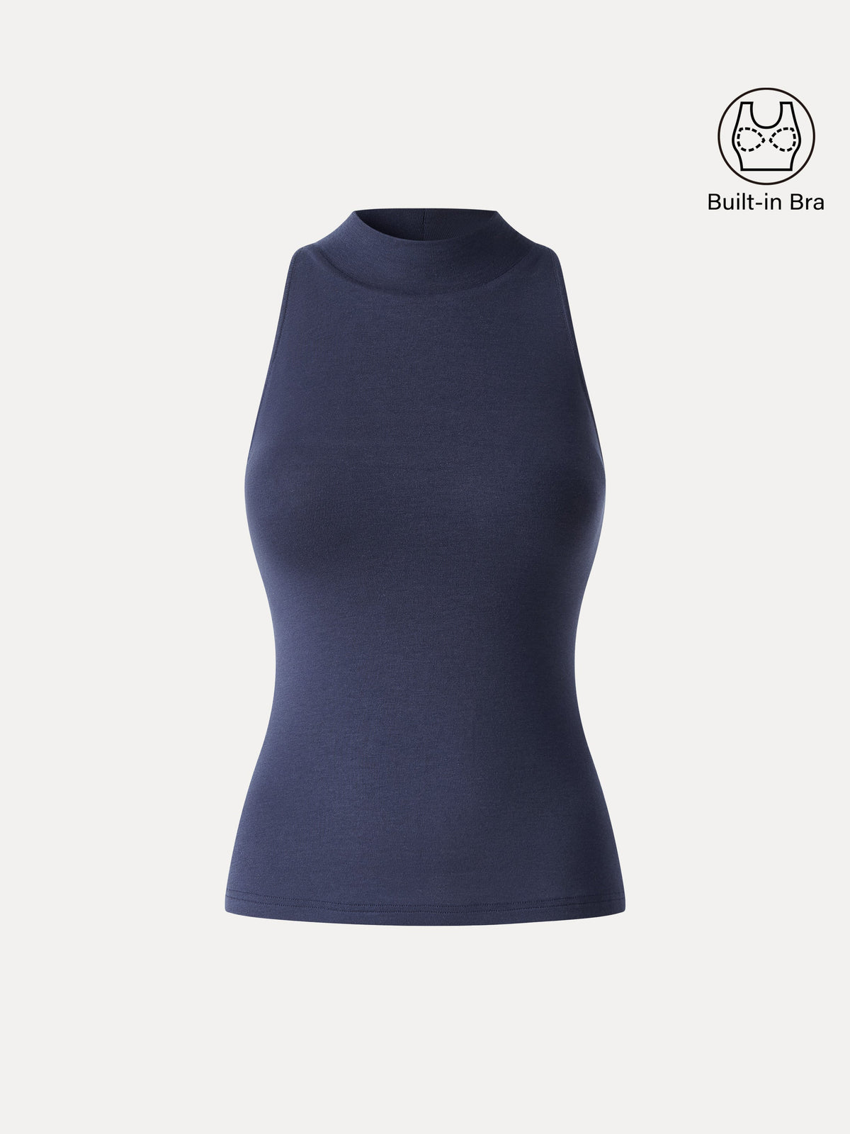Lyocell-Wool Knit Mock Neck Sleeveless Bra Top