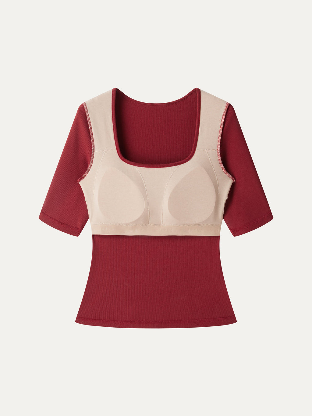 Essential Square Neck Elbow Length Sleeve Bra Top