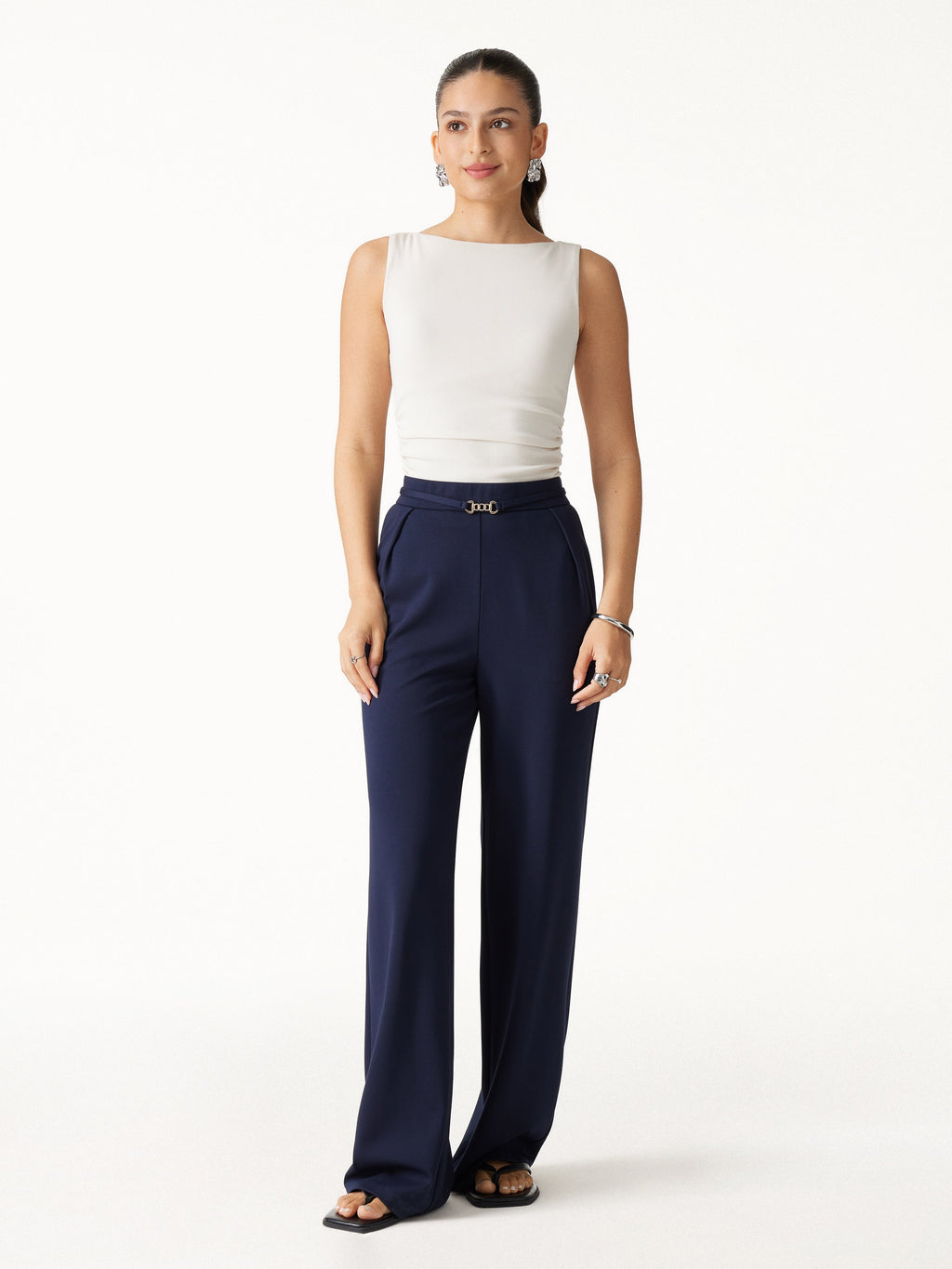 Ponte High-Rise Wide-Leg Pants with Pockets