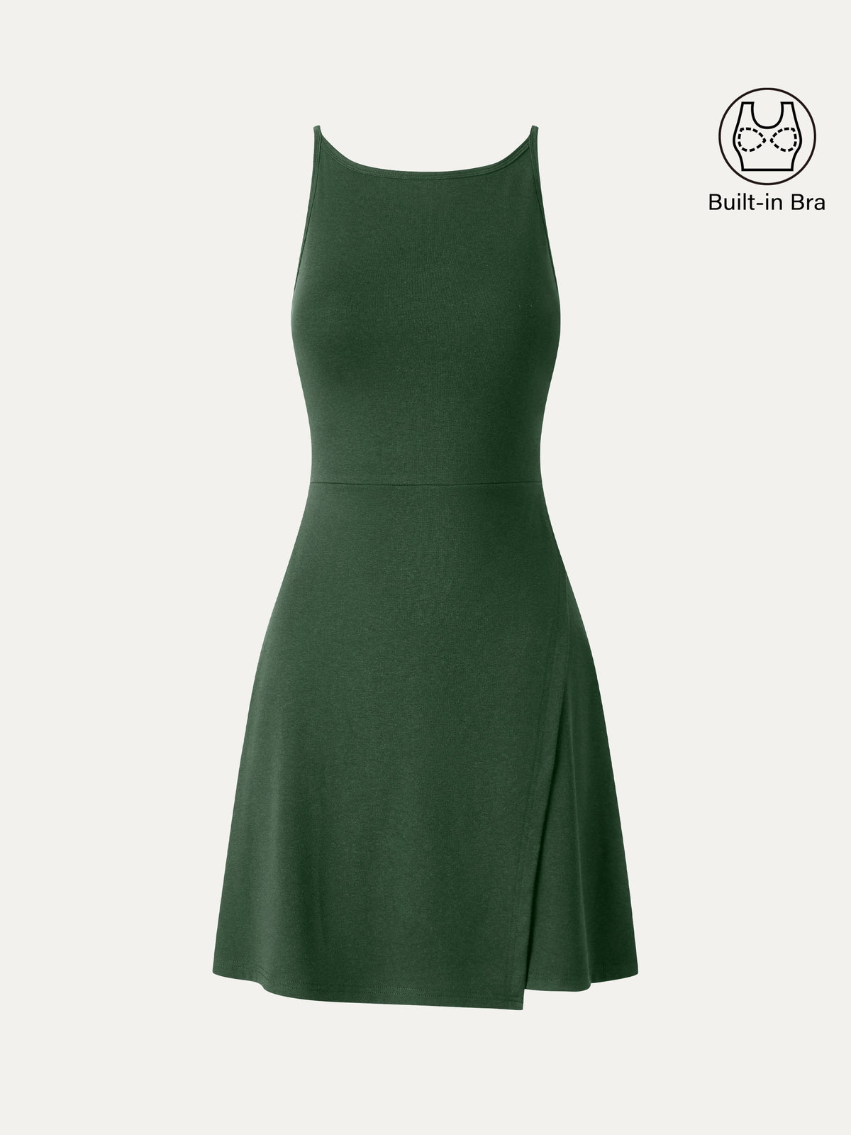 Viscose-Cotton Boatneck Sleeveless Wrap Mini Bra Dress