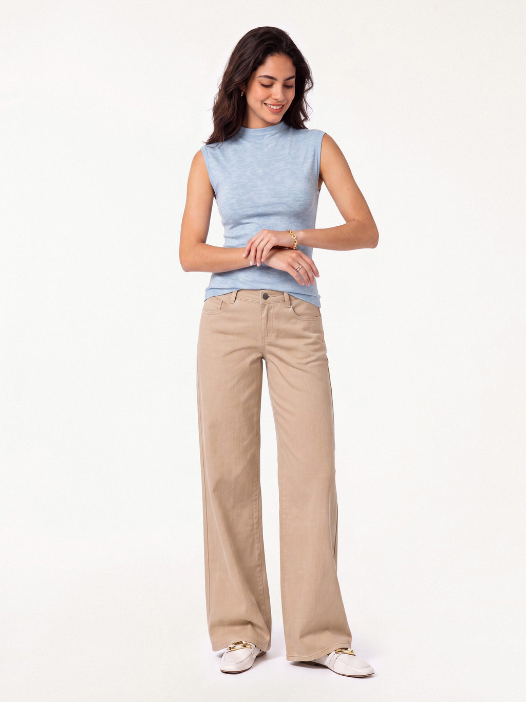 Lyocell-Wool Mock Neck Top