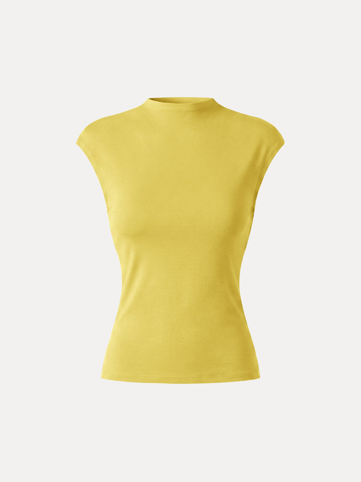 Lyocell-Wool Mock Neck Sleeveless Top