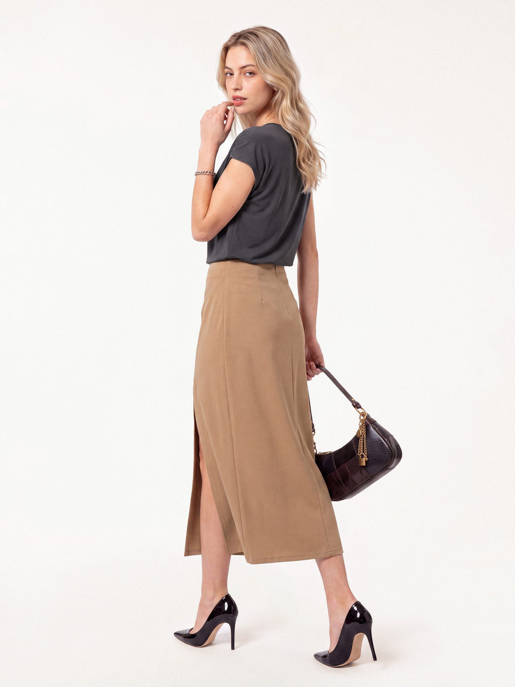 Modal Relaxed V-Neck Gathered Shoulder Top