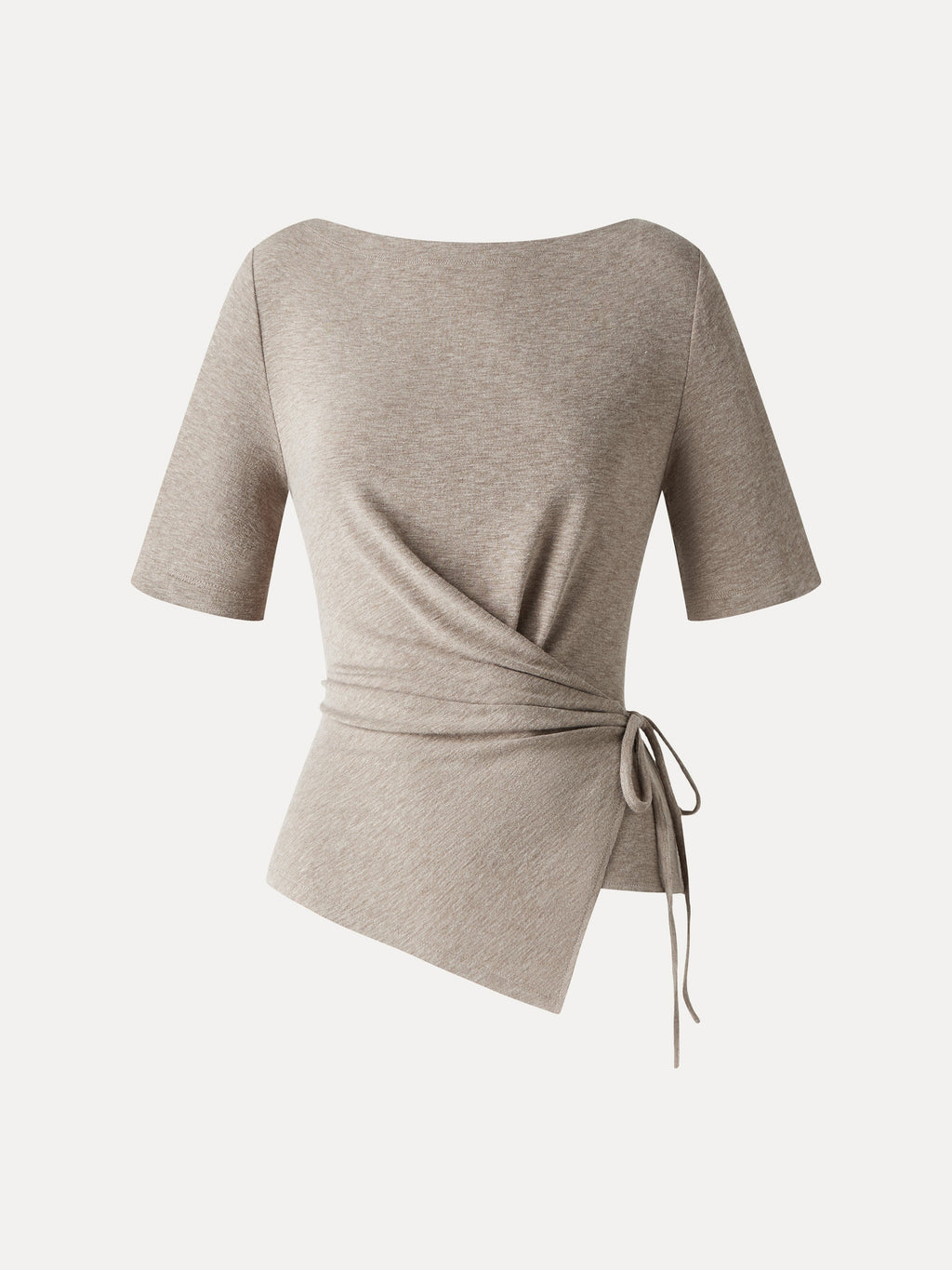 Eco-Mousse® Slash Neck Short Sleeve Tie-Side Top