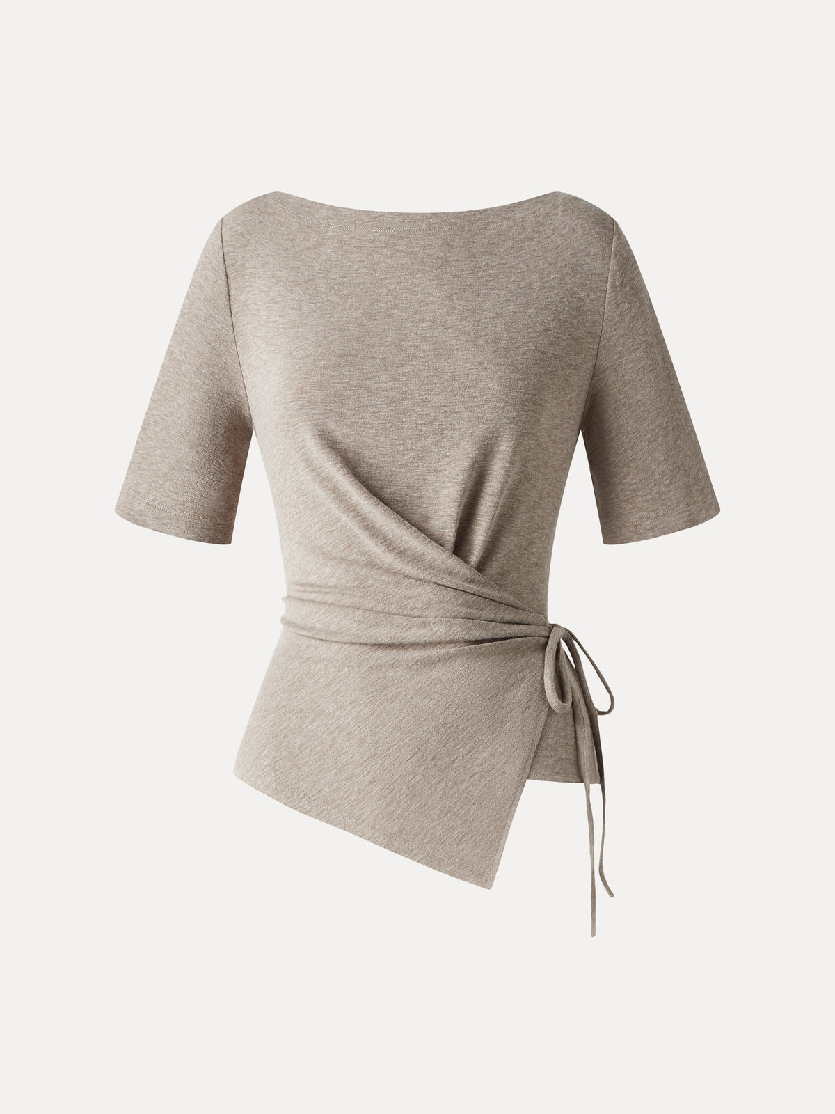 Eco-Mousse® Slash Neck Short Sleeve Tie-Side Top