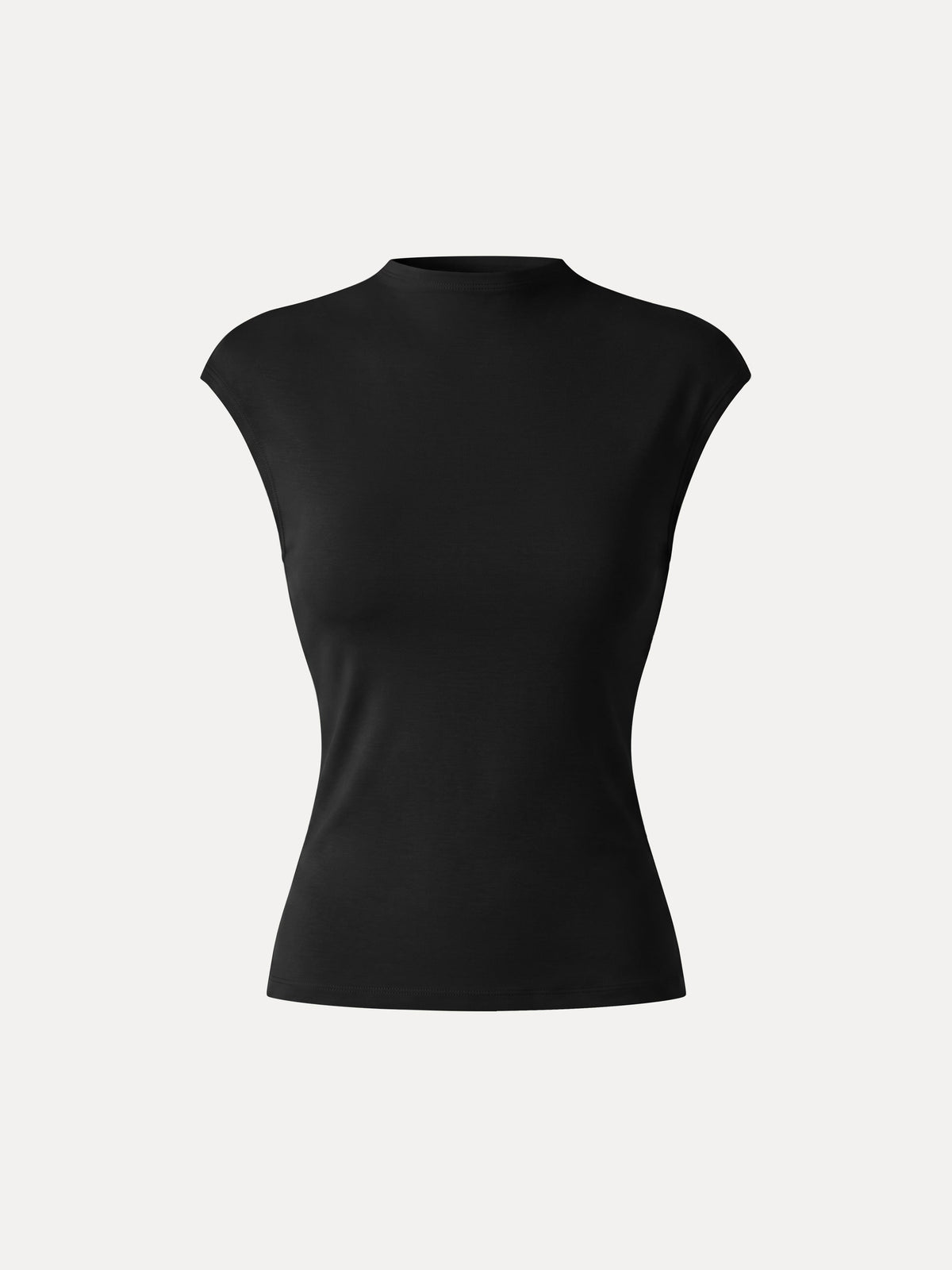 Lyocell-Wool Mock Neck Sleeveless Top