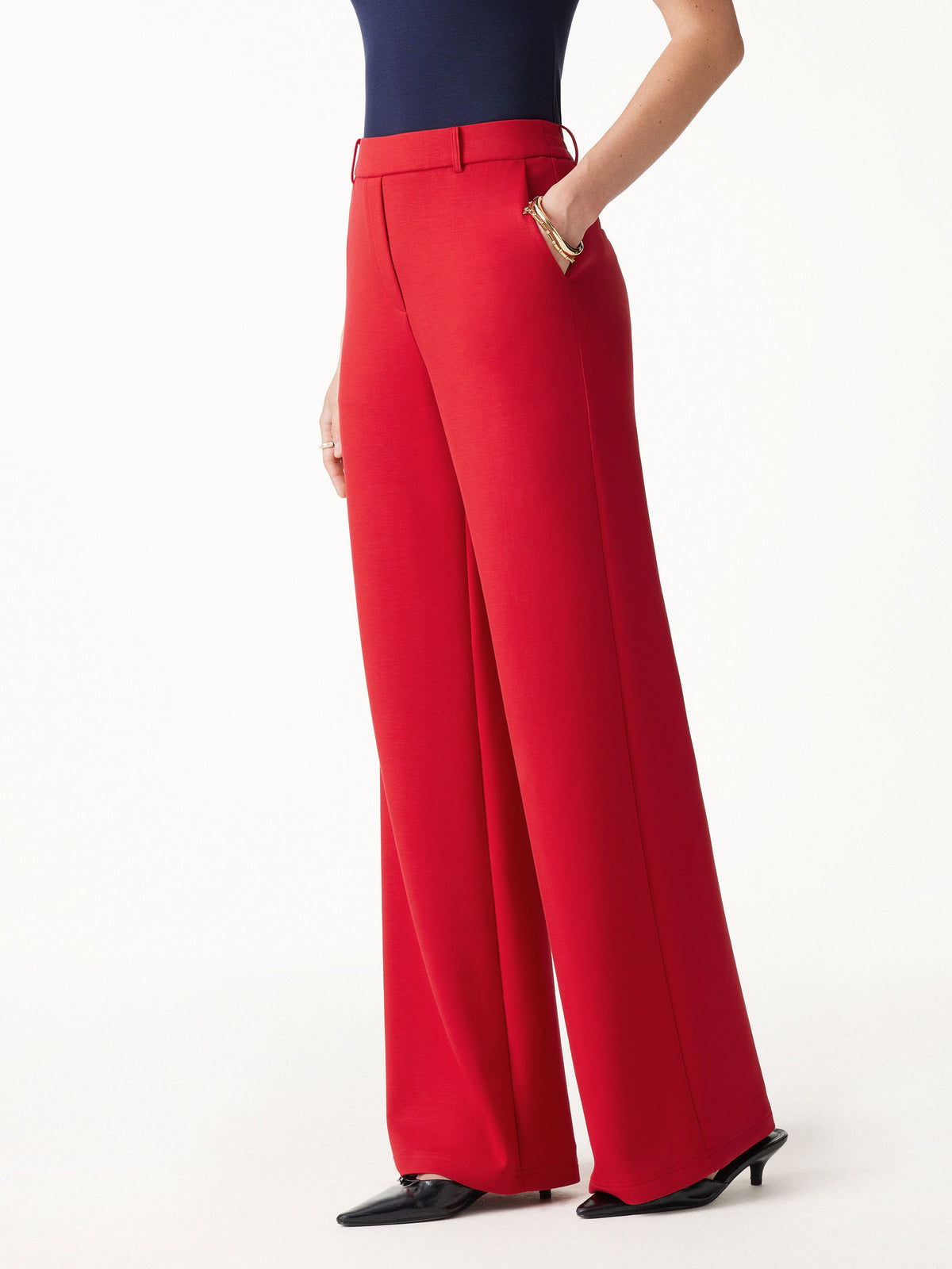 TravelEase Lyocell Spacer High-Rise Wide Leg Pants with Pockets