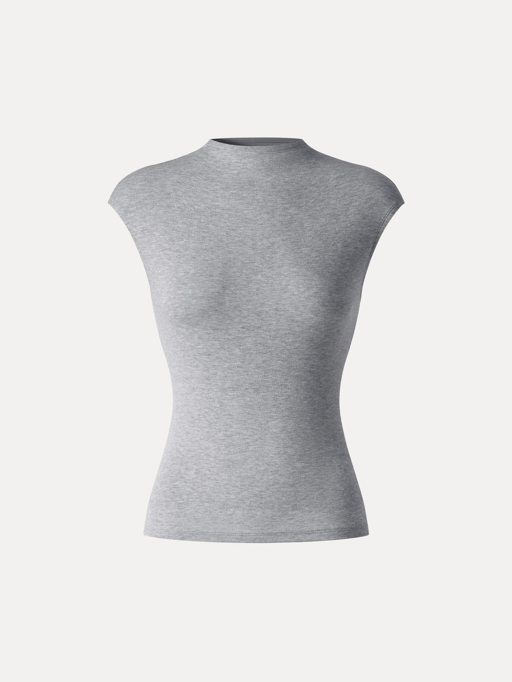 Lyocell-Wool Mock Neck Sleeveless Top