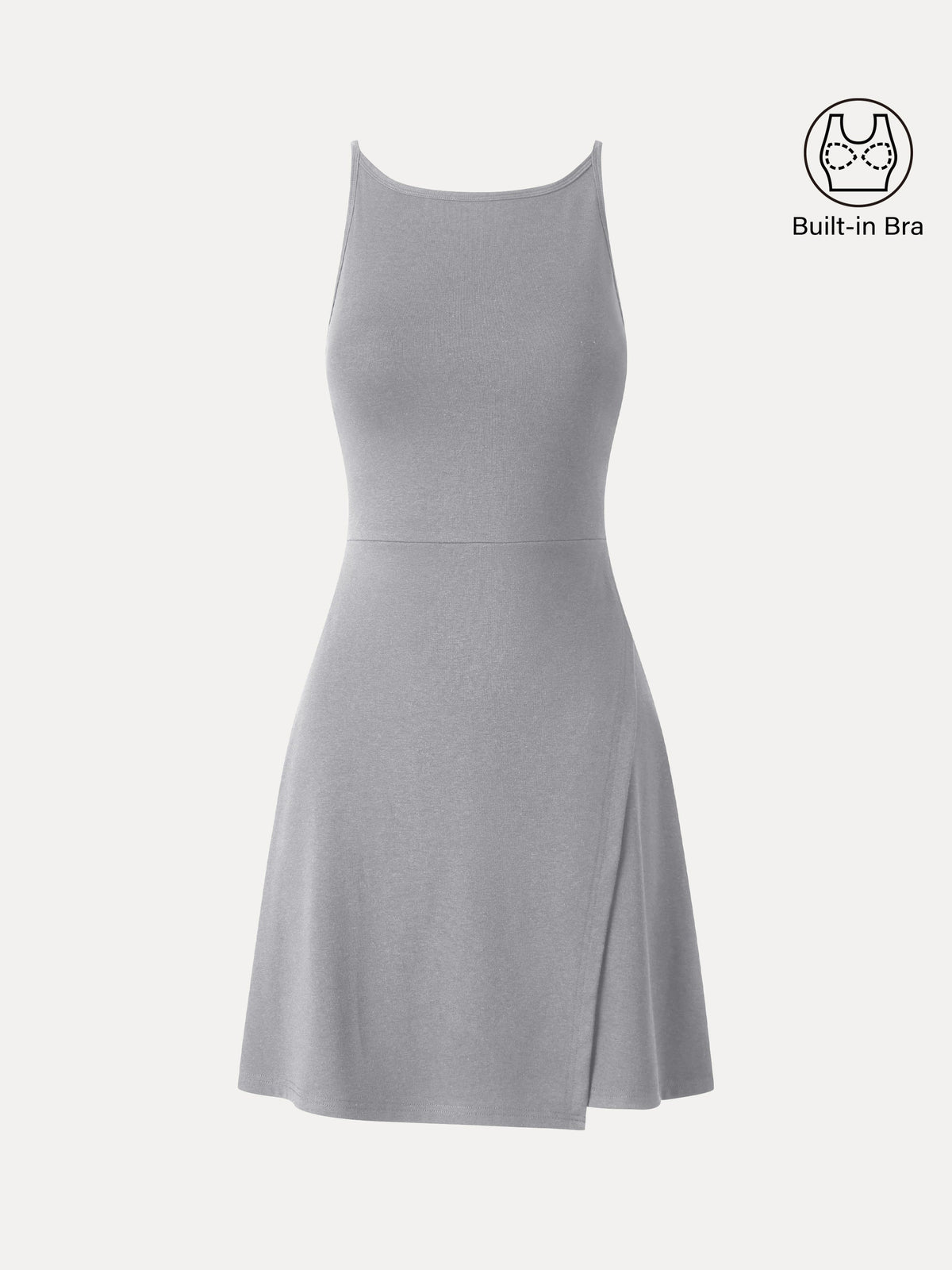 Viscose-Cotton Boatneck Sleeveless Wrap Mini Bra Dress