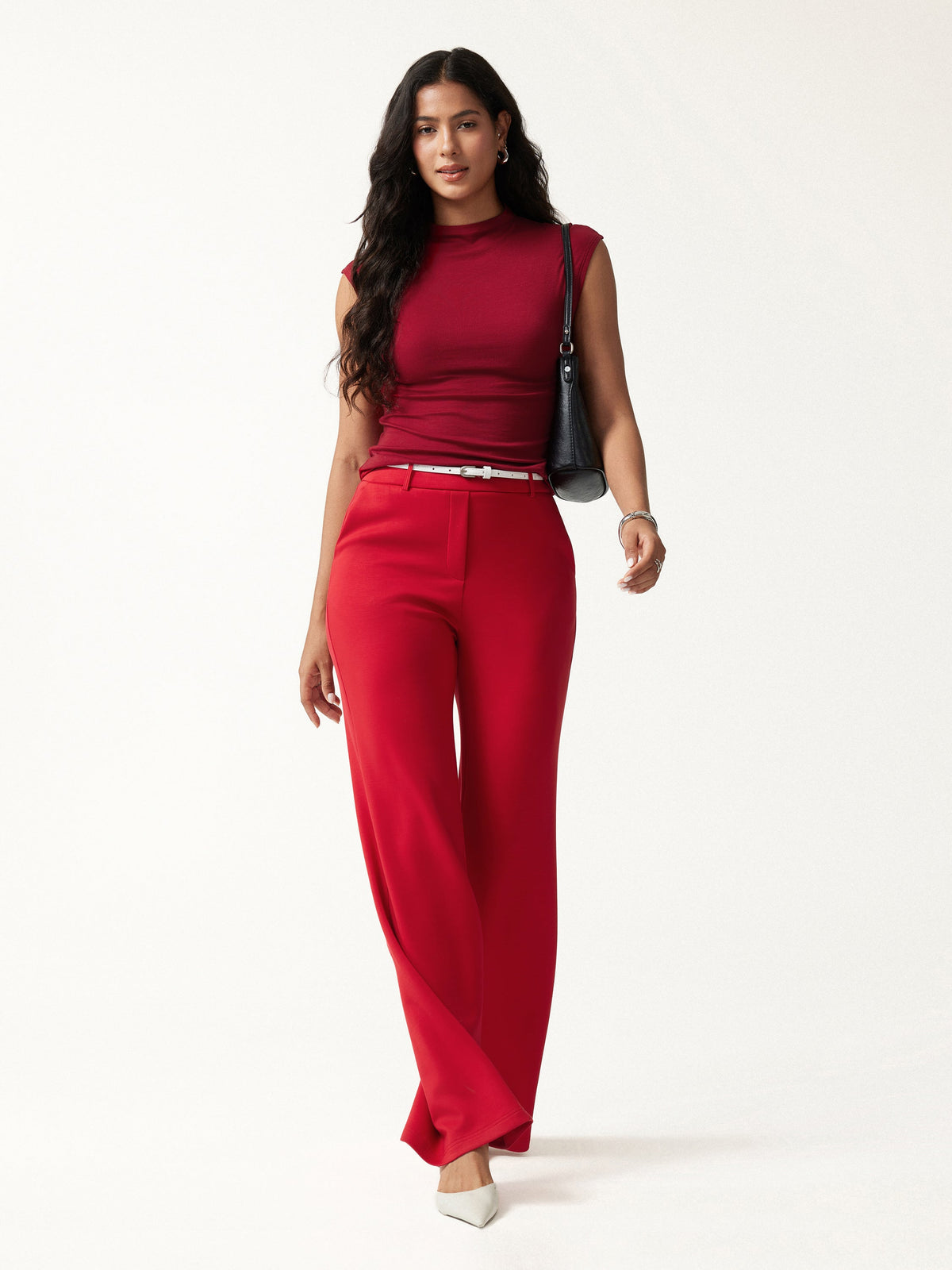 Lyocell-Wool Mock Neck Sleeveless Top