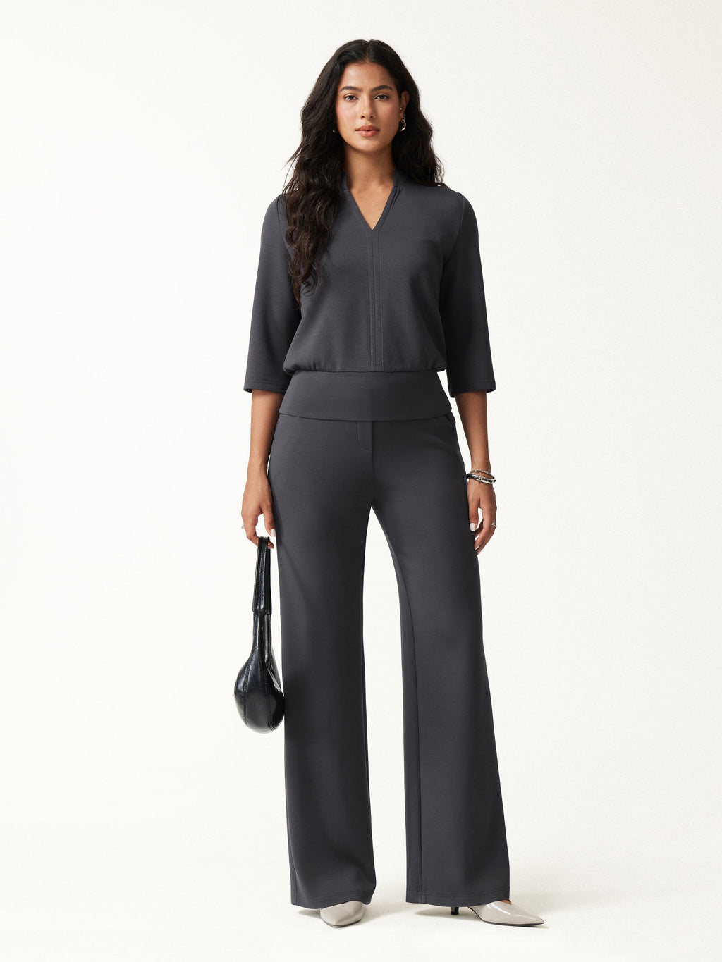 TravelEase Lyocell Spacer High-Rise Wide Leg Pants with Pockets