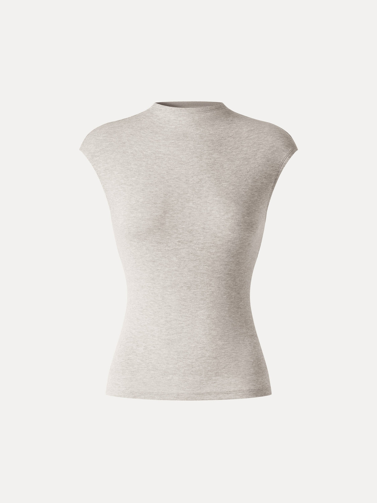 Lyocell-Wool Mock Neck Sleeveless Top