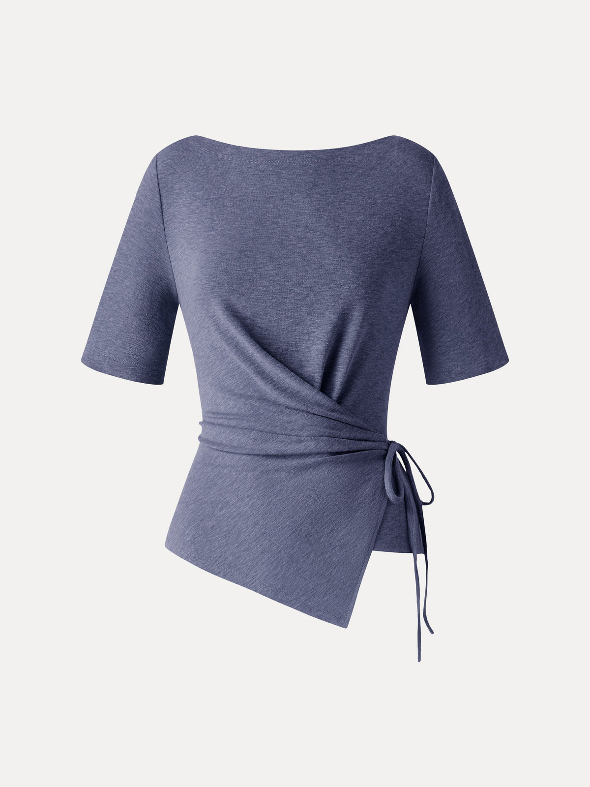 Eco-Mousse® Slash Neck Short Sleeve Tie-Side Top